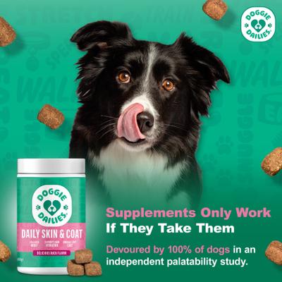 Show full view: Doggie Dailies Duck Flavored Skin & Coat Dog Supplement, 225 count slide 5 of 12