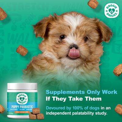 Show full view: Doggie Dailies Puppy Probiotics for Puppies with Digestive Enzymes, Promotes Digestive Health, Supports Immune System & Overall Development, 120 count slide 4 of 11