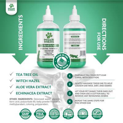 Show full view: Doggie Dailies Tea Tree Oil Dog Ear Wash, 8-fl oz bottle slide 3 of 9