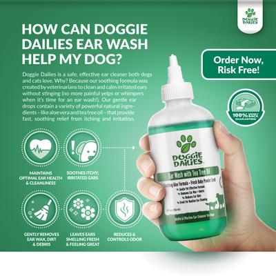Show full view: Doggie Dailies Tea Tree Oil Dog Ear Wash, 8-fl oz bottle slide 5 of 9