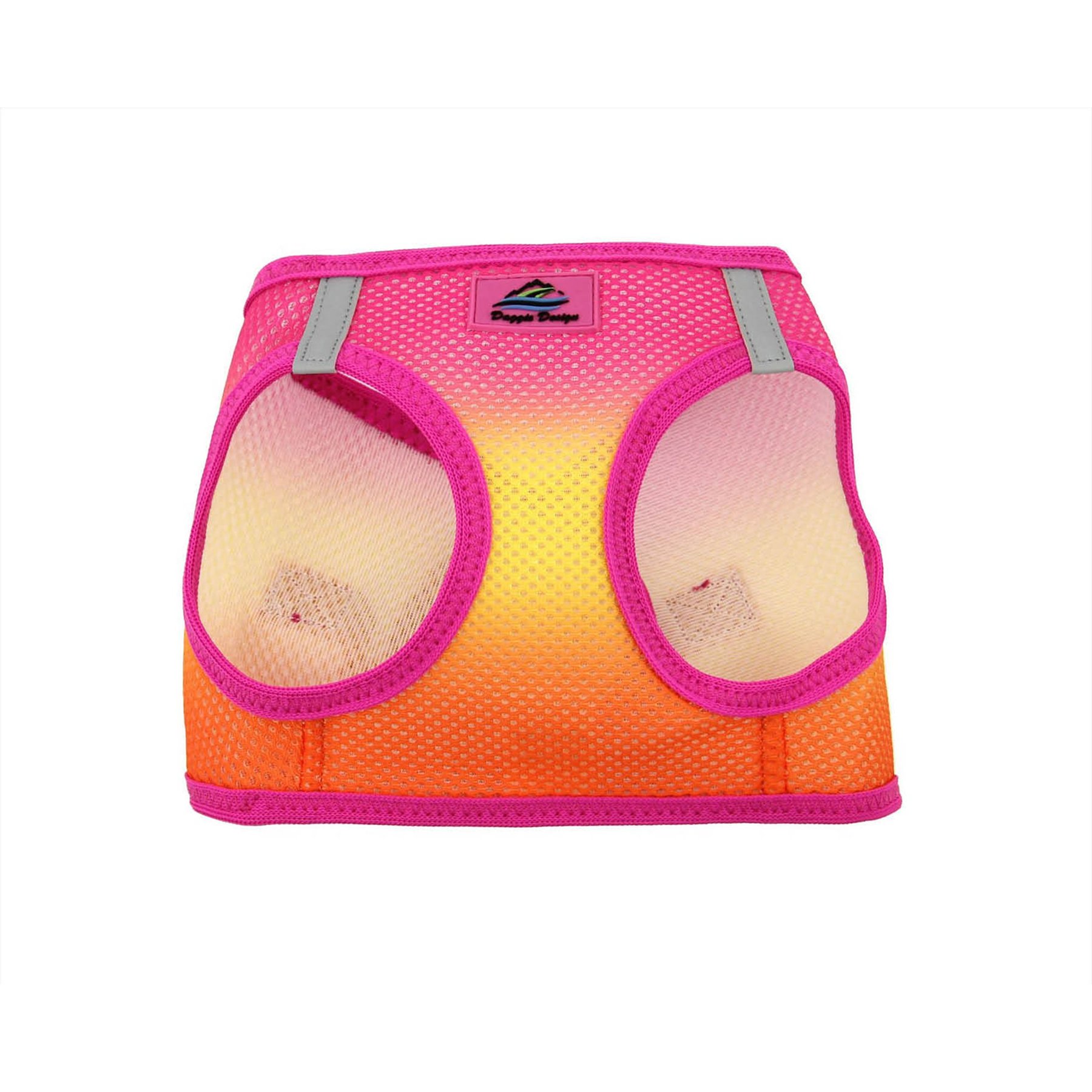 Doggie Design American River Ombre Nylon Reflective Back Clip Dog Harness, Raspberry Pink & Orange, Medium: 16 to 19-in chest