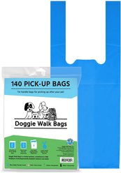 Doggie Walk Bags Baby Powder Scented Tie Handle Dog Poop Bags, Blue, 140 count