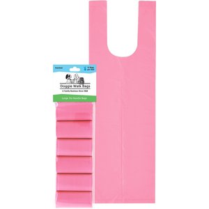 Doggie Walk Bags Citrus Scented Tie Handle Dog Poop Bags, Pink, 72 count