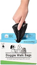 Doggie Walk Bags Unscented Tie Handle Dog Poop Bags, Black, 70 count slide 2 of 3