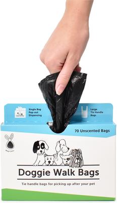 Show full view: Doggie Walk Bags Unscented Tie Handle Dog Poop Bags, Black, 70 count slide 2 of 3
