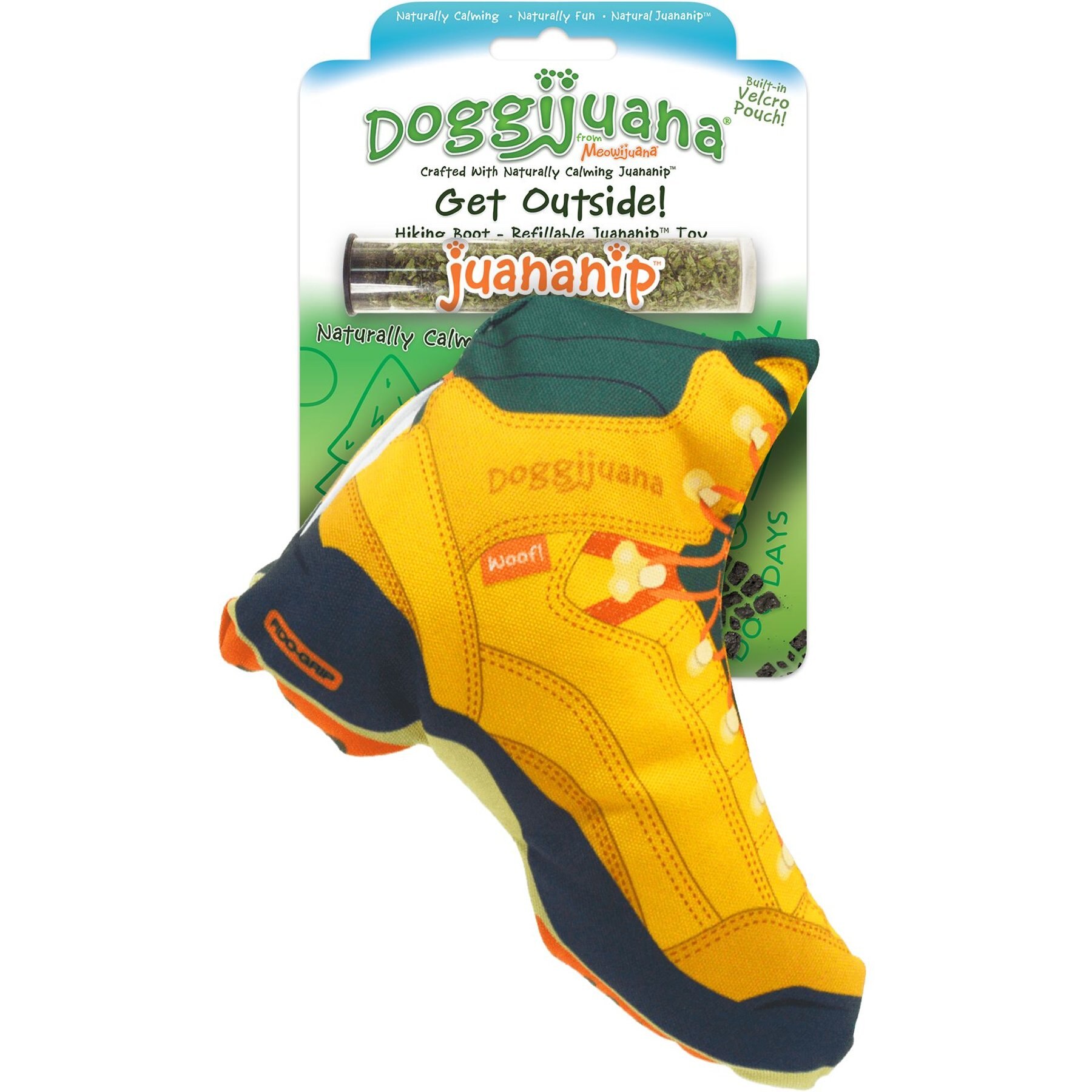 Doggijuana Get Outside Refillable Juananip Hiking Boot Squeaky Dog Plush Toy