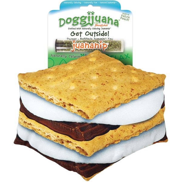 Doggijuana Get Outside Refillable Juananip S'mores Squeaky Dog Plush Toy