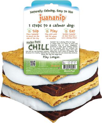 Show full view: Doggijuana Get Outside Refillable Juananip S'mores Squeaky Dog Plush Toy slide 7 of 9