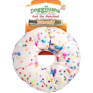 Doggijuana Get the Munchies Refillable Juananip Donut Squeaky Dog Plush Toy