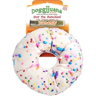 Doggijuana Doggijuana Get the Munchies Refillable Juananip Donut Squeaky Dog Plush Toy