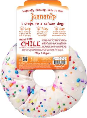 Show full view: Doggijuana Get the Munchies Refillable Juananip Donut Squeaky Dog Plush Toy slide 6 of 8