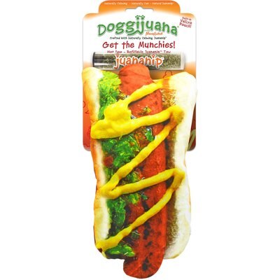 Doggijuana Doggijuana Get the Munchies Refillable Juananip Hot Dog Squeaky Dog Plush Toy