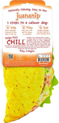 Show full view: Doggijuana Get the Munchies Refillable Juananip Taco Squeaky Dog Plush Toy slide 6 of 10