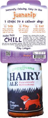 Show full view: Doggijuana Get the Pawty Started Refillable Juananip Hairy Ale Squeaky Dog Plush Toy slide 5 of 6