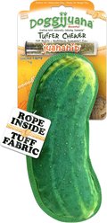 Doggijuana Tuffer Chewer Refillable Juananip Dill Pickle Tough Squeaky Dog Plush Toy