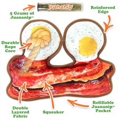 Doggijuana Tuffer Chewer Refillable Juananip Eggs & Bacon Tough Squeaky Dog Plush Toy slide 2 of 8