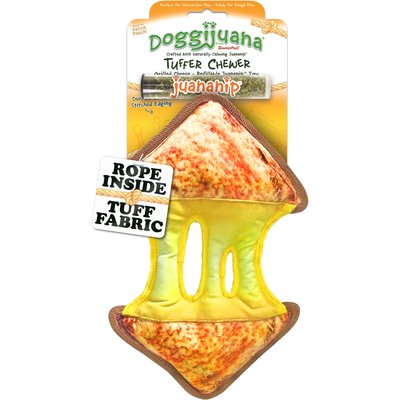 Doggijuana Doggijuana Tuffer Chewer Refillable Juananip Grilled Cheese Tough Squeaky Dog Plush Toy