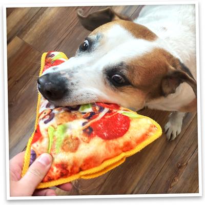 Show full view: Doggijuana Tuffer Chewer Refillable Juananip Supreme Pizza Tough Squeaky Dog Plush Toy slide 8 of 9