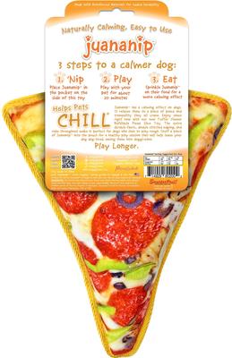 Show full view: Doggijuana Tuffer Chewer Refillable Juananip Supreme Pizza Tough Squeaky Dog Plush Toy slide 6 of 9