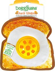 Doggijuana Tuffer Chewer Snack Slinger Breakfast Toast Treat Dispenser Dog Toy, Tan, Medium