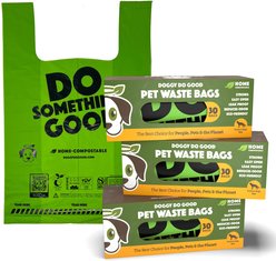Doggy Do Good Certified Home Compostable X-Large Premium Dog & Cat Waste Bags - Handle Bags On A Roll, 90 count