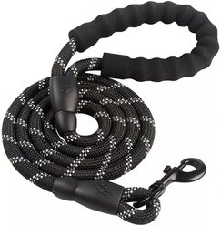 Doggy Tales Braided Rope Nylon Reflective Training Dog Leash, 15-ft long, 3/8-in wide, Black