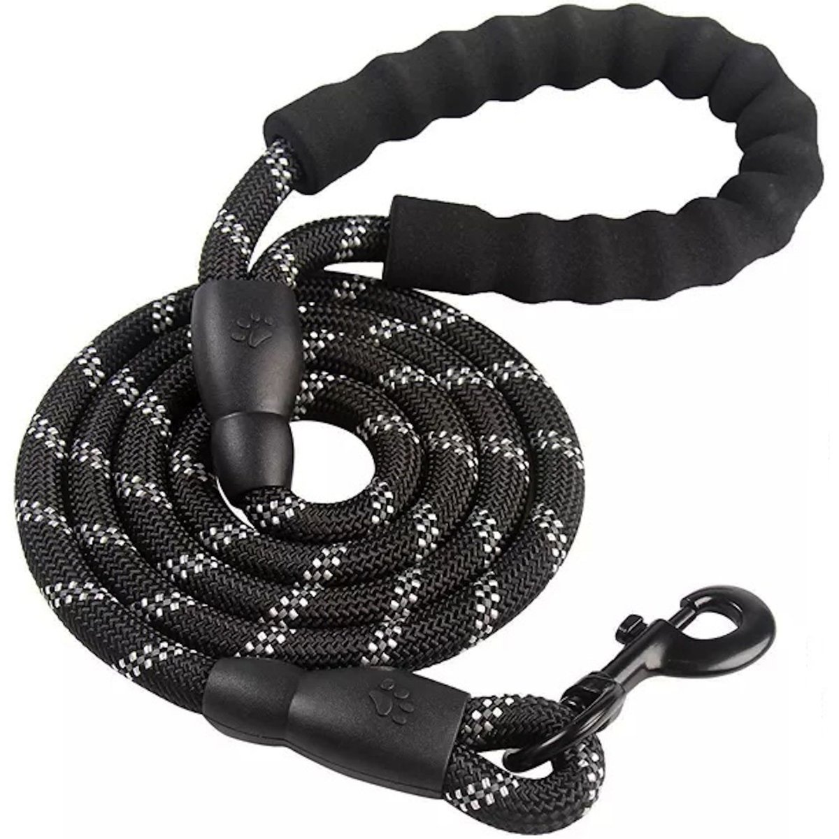 Doggy Tales Braided Rope Nylon Reflective Training Dog Leash, 15-ft long, 3/8-in wide, Black