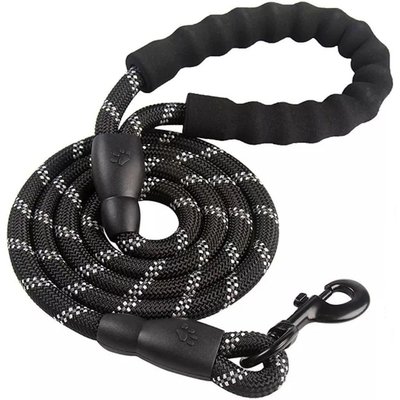 Doggy Tales Doggy Tales Braided Rope Nylon Reflective Training Dog Leash, 15-ft long, 3/8-in wide, Black
