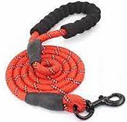Doggy Tales Braided Rope Nylon Reflective Training Dog Leash, 15-ft long, 3/8-in wide, Red