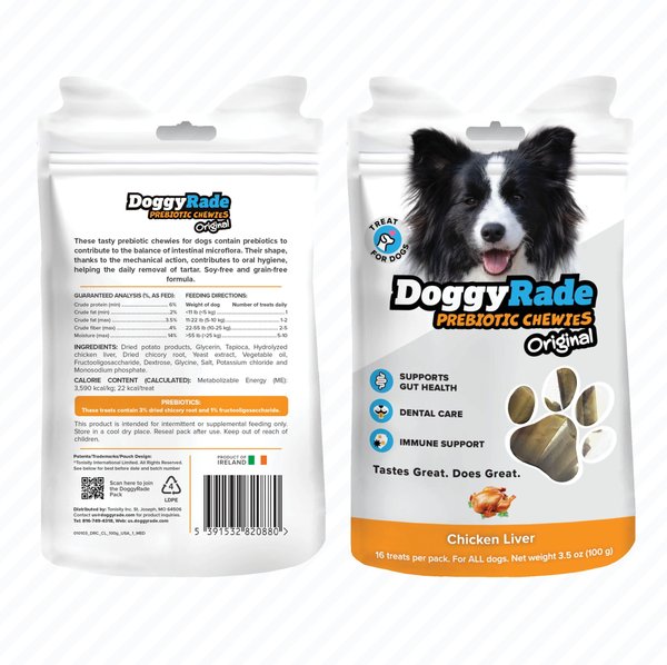DoggyRade Prebiotic Superfood Chicken Liver, Sweet Potato & Pumpkin Soft & Chewy Dog Treats, 3.53-oz pouch