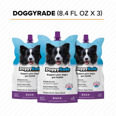 Show full view: DoggyRade Prebiotic Drink Duck Flavored Liquid Digestive Supplement for Dogs, 250-mL pouch, case of 3 slide 1 of 7
