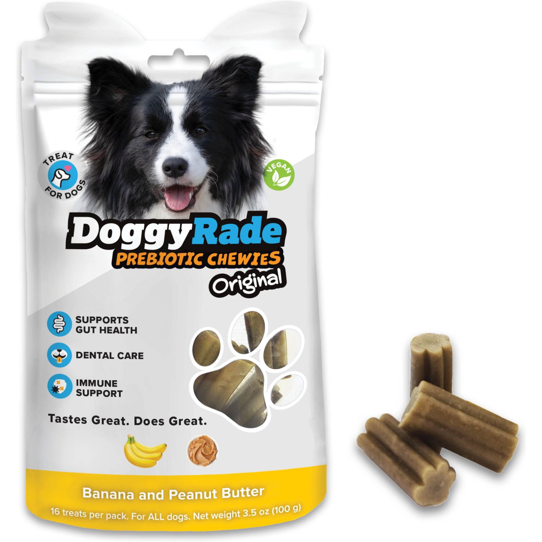 DoggyRade Prebiotic Peanut Butter & Banana Soft & Chewy Dog Treats, 3.53-oz pouch