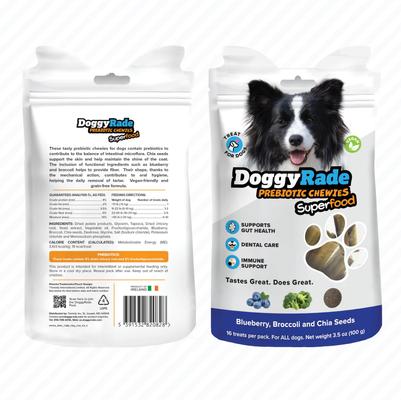 Show full view: DoggyRade Prebiotic Superfood Blueberry, Broccoli & Chia Seed Soft & Chewy Dog Treats, 3.53-oz pouch slide 3 of 9