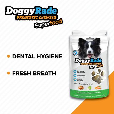 Show full view: DoggyRade Prebiotic Superfood Chicken Liver, Apple & Carrot Soft & Chewy Dog Treats, 3.53-oz pouch slide 4 of 9