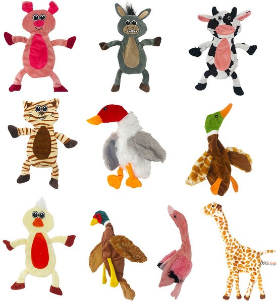Dogline Brown Duck Squeaky Dog Toy, 9-in