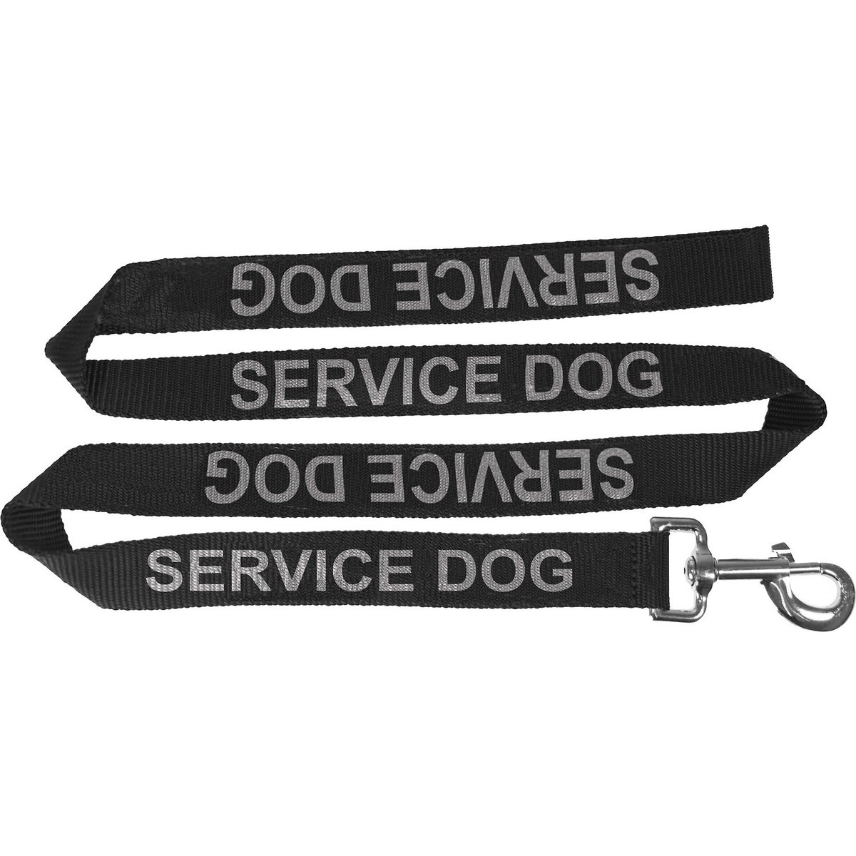 Dogline Reflective Service Dog Leash, Black, 72-in, 1-in