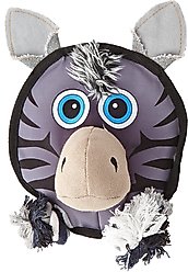 Dogline Squeak & Rope Round Zebra Squeaky Dog Toy, 8-in