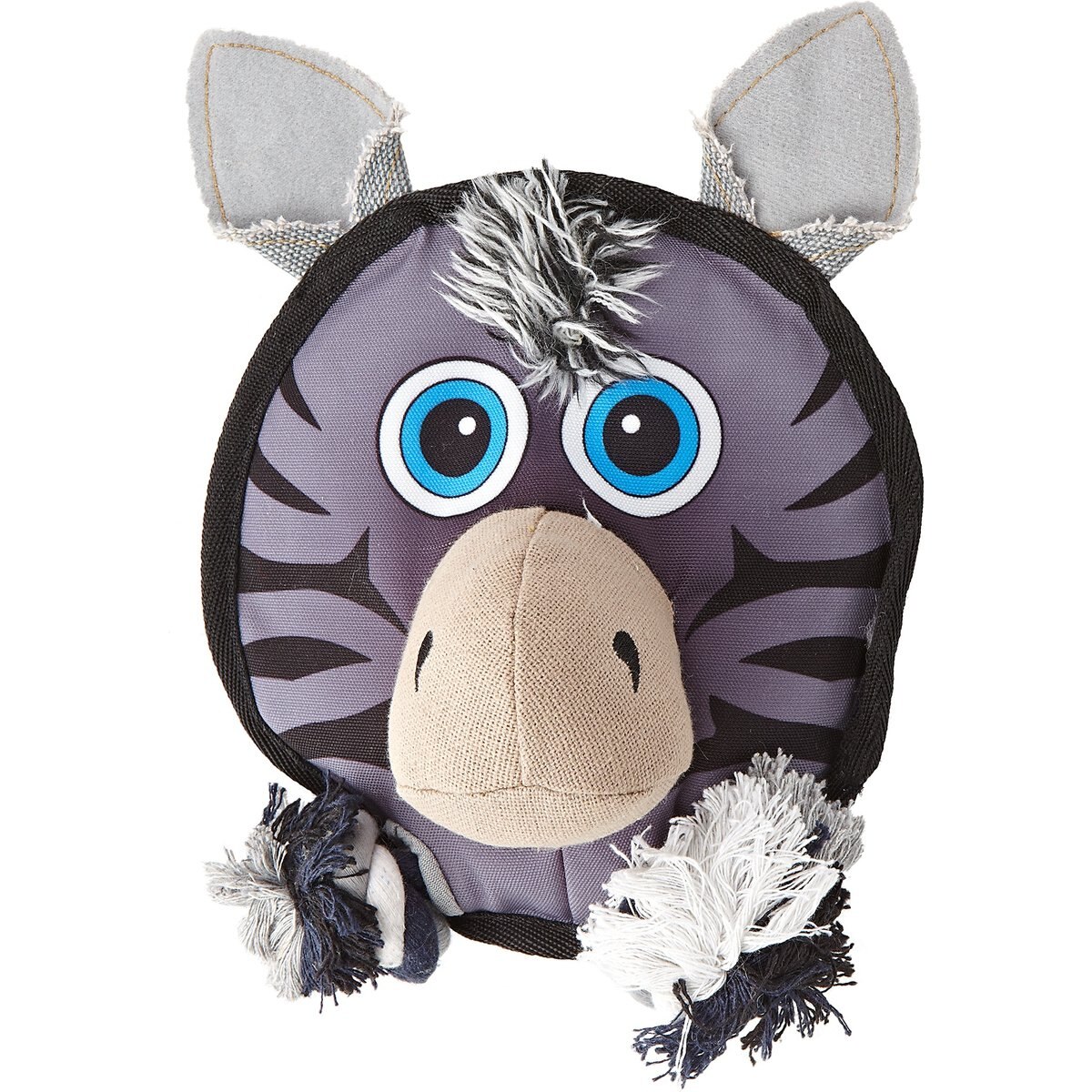 Dogline Squeak & Rope Round Zebra Squeaky Dog Toy, 8-in