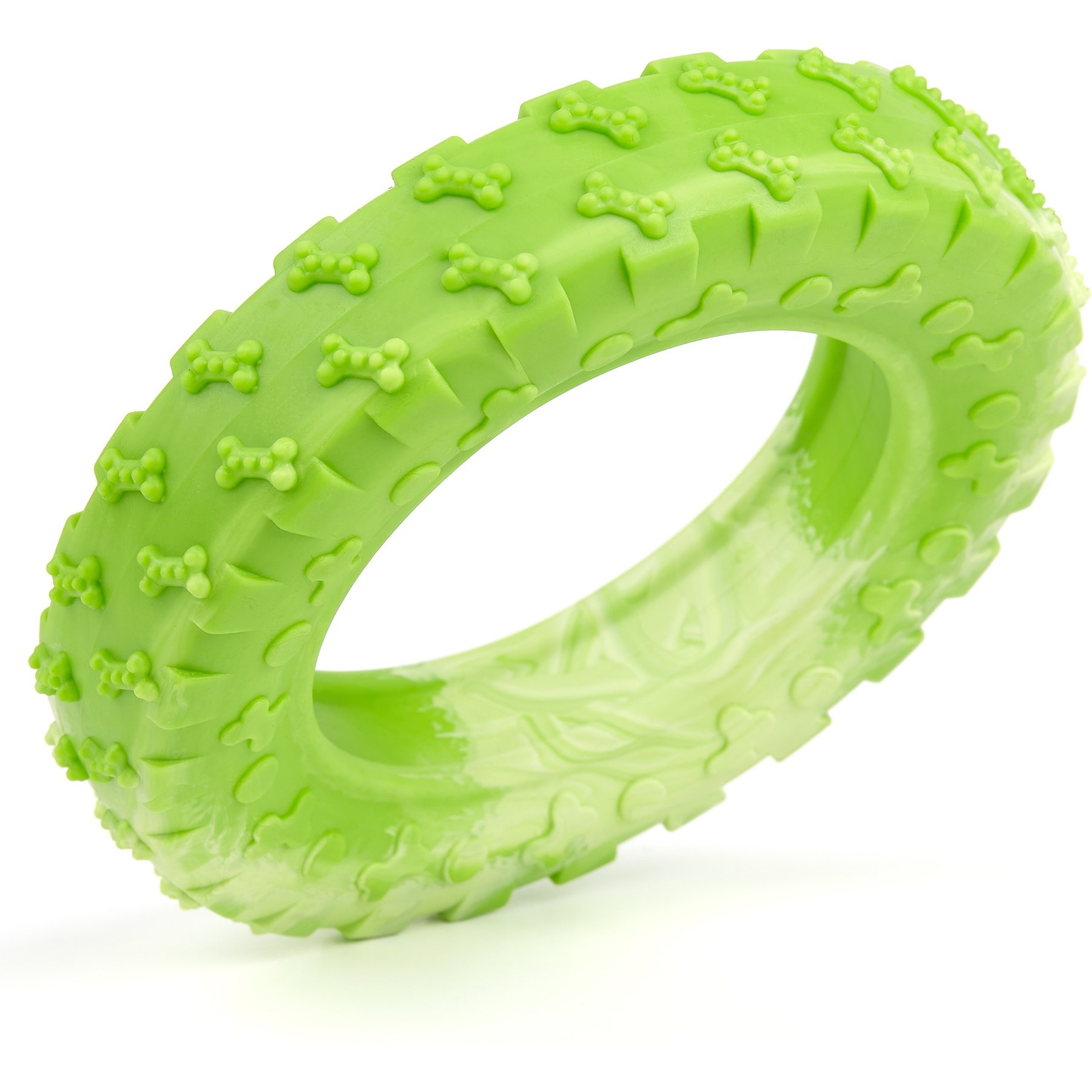 Dogline Tire Dog Water Toy, Green, 4-in