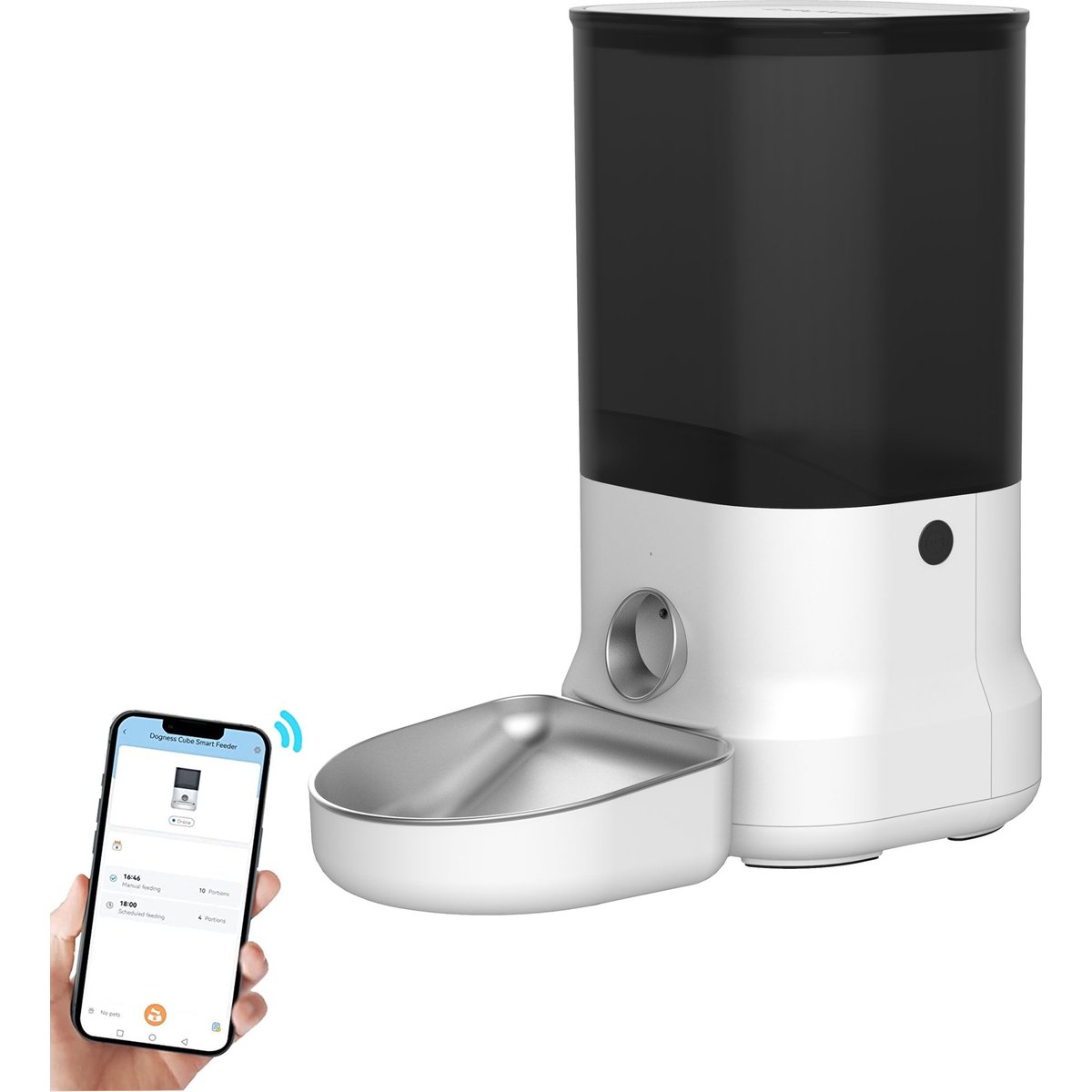 DOGNESS Cube App Dog & Cat Feeder, Large, White