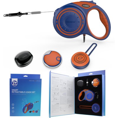 DOGNESS DOGNESS Smart Retractable Dog Leash Kit, Blue Orange, Medium