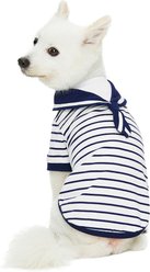 Dogs & Cats & Co. 100% Cotton Saint Malo Sailor Collar Dog T-Shirt, Navy, 10-in