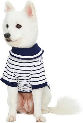 Show full view: Dogs & Cats & Co. 100% Cotton Saint Malo Sailor Collar Dog T-Shirt, Navy, 10-in slide 3 of 7