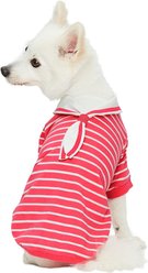 Dogs & Cats & Co. 100% Cotton Saint Malo Sailor Collar Dog T-Shirt, Pink, 10-in