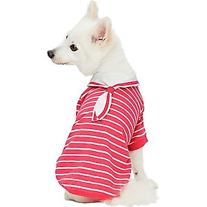 Dogs & Cats & Co. 100% Cotton Saint Malo Sailor Collar Dog T-Shirt, Pink, 10-in