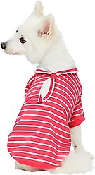Dogs & Cats & Co. 100% Cotton Saint Malo Sailor Collar Dog T-Shirt, Pink, 14-in