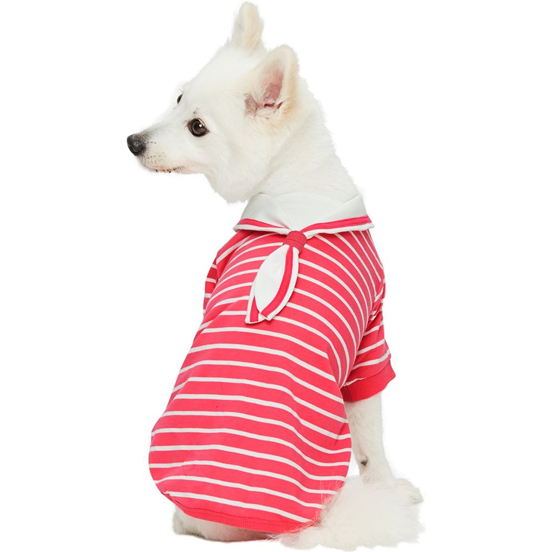 Dogs & Cats & Co. 100% Cotton Saint Malo Sailor Collar Dog T-Shirt, Pink, 20-in
