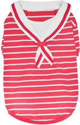 Dogs & Cats & Co. 100% Cotton Saint Malo Sailor Collar Dog T-Shirt, Pink, 20-in slide 2 of 6