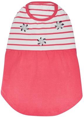 Show full view: Dogs & Cats & Co. 100% Cotton Striped with Dainty Flowers, Human-Grade Material & Craftsmanship Dog Dress, Hot Pink, 14-in slide 4 of 6