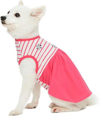 Show full view: Dogs & Cats & Co. 100% Cotton Striped with Dainty Flowers, Human-Grade Material & Craftsmanship Dog Dress, Hot Pink, 16-in slide 2 of 6